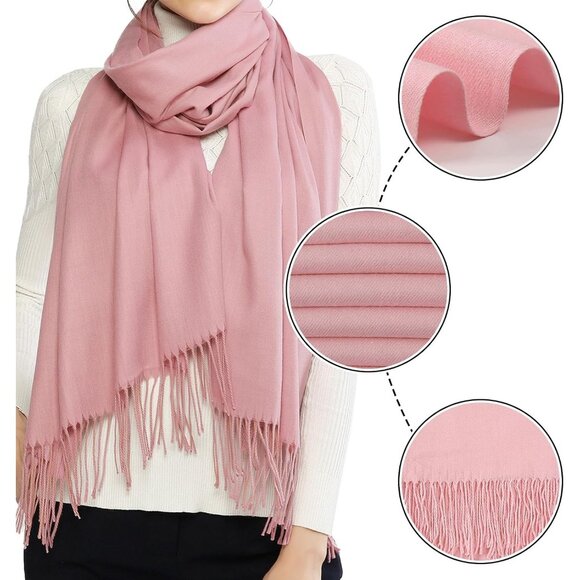 ⚡Women Baby Pink Pashmina Shawl Evening Dress Bridesmaid Winter Warm Long Scarf - Picture 3 of 6
